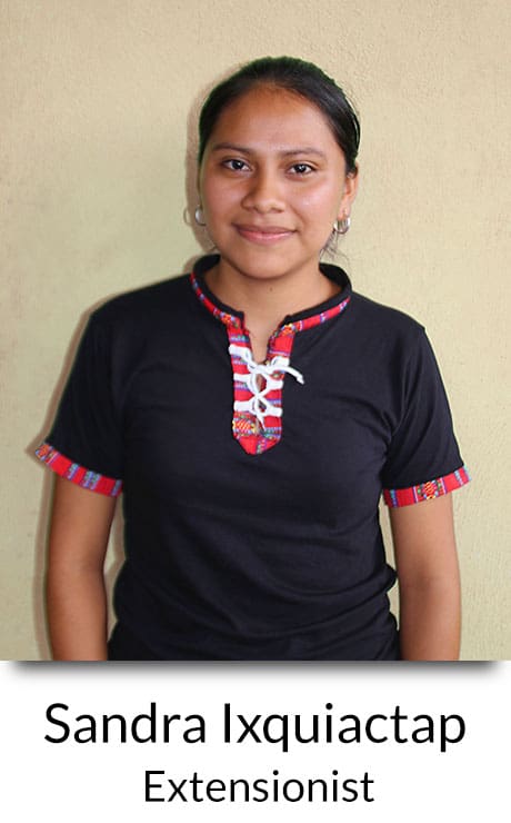 A photo of Sandra Ixquiactap who is an extensionist of the Seeds for a Future Program.